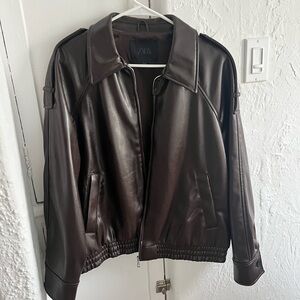 Zara Dark Brown Leather Jacket